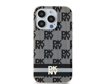 Originální kryt DKNY IML Checke, barva červená Mono Pattern & Printed Stripes MagSafe DKHMP15MHCPTSK for Apple iPhone 15 Plus/14 Plus , barva černá