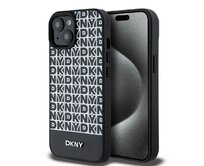 Originální kryt DKNY Leather Printed Pattern Metal Logo MagSafe DKHMP15SPSOSPK for Apple iPhone 15/14/13 , barva černá