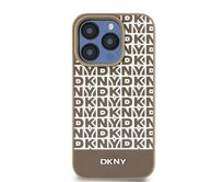 Originální kryt DKNY Leather Printed Pattern Metal Logo MagSafe DKHMP15SPSOSPW for Apple iPhone 15/14/13 , barva hnědá