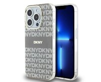 Originální kryt DKNY IML Mono & Stripe MagSafe DKHMP15XHRHSEE for Apple iPhone 15 Pro Max beige