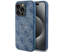 Originální kryt GUESS hardcase 4G Collection Leather Metal Logo MagSafe GUHMP14LG4GFRB for Apple iPhone 14 Pro , barva modrá