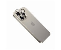 Ochranná skla čoček fotoaparátů  Camera Glass pro Apple iPhone 15 Pro/15 Pro Max, přírodní titan