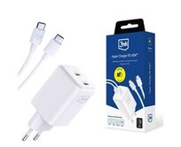 Hyper Charger PD 45W+USB Cable C to C White