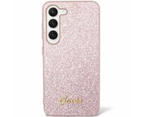 Originální kryt GUESS - hardcase Glitter Script GUHCS24SHGGSHP pro Samsung Galaxy S24 , barva růžová