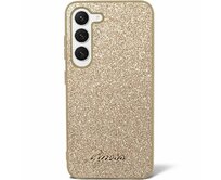 Originální kryt GUESS - hardcase Glitter Script GUHCS24SHGGSHD pro Samsung Galaxy S24 , barva zlatá