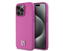 Originální kryt DKNYLeather Monogram Pattern Metal Logo MagSafe DKHMP15XPSHRPSP for Apple iPhone 15 Pro Max , barva růžová