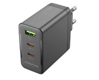 Borofone síťová nabíječka BN12 Manager - USB + 2xUSB-C - PD 65W 3A , barva černá