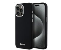 Originální kryt DKNY Liquid Silicone Small Metal Logo MagSafe DKHMP15XSMCHLK for Apple iPhone 15 Pro Max , barva černá