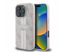 Originální kryt GUESS hardcase 4G Printed Stripes MagSafe GUHMP16LP4RPSP for Apple iPhone 16 Pro , barva růžová