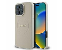 Originální kryt GUESS hardcase Grained , barva zlatá Ring MagSafe GUHMP16XPGHSMME for Apple iPhone 16 Pro Max beige