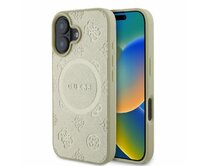 Originální kryt GUESS hardcase Saffiano Peony Classic Logo MagSafe GUHMP16SPSAPSMED for Apple iPhone 16 , barva zlatá