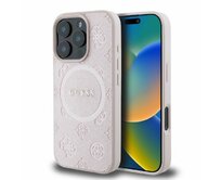 Originální kryt GUESS hardcase Saffiano Peony Classic Logo MagSafe GUHMP16XPSAPSMEP for Apple iPhone 16 Pro Max , barva růžová