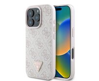 Originální kryt GUESS hardcase Leather 4G Triangle Strass Magsafe GUHCP16LP4TDPP for Apple iPhone 16 Pro , barva růžová