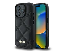 Originální kryt GUESS Quilted Metal Logo GUHCP16LPSQSQSK for Apple iPhone 16 Pro , barva černá