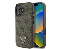 Originální kryt GUESS hardcase Leather 4G Triangle Strass Magsafe GUHCP16MP4TDPW for Apple iPhone 16 Plus , barva hnědá