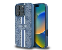 Originální kryt GUESS hardcase 4G Printed Stripes MagSafe GUHMP16LP4RPSB for Apple iPhone 16 Pro , barva modrá