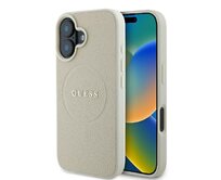 Originální kryt GUESS hardcase Grained , barva zlatá Ring MagSafe GUHMP16SPGHSMME for Apple iPhone 16 beige