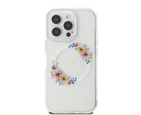 Originální kryt GUESS IML Flowers Wreath Magsafe GUHMP16XHFWFCT for Apple iPhone 16 Pro Max , barva čirá