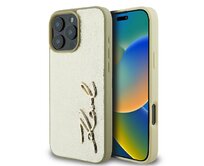 Originální kryt KARL LAGERFELD hardcase Metal Signature KLHCP16LPFMFBKMD for Apple iPhone 16 Pro , barva zlatá