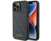 Originální kryt GUESS Hardcase 4G Metal Gold Logo GUHCP15XG4GFGR for Apple iPhone 15 Pro Max Grey