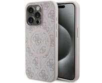 Originální kryt GUESS hardcase 4G Collection Leather Metal Logo MagSafe GUHMP15XG4GFRP for Apple iPhone 15 Pro Max , barva růžová