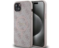 Originální kryt GUESS hardcase 4G Collection Leather Metal Logo MagSafe GUHMP15SG4GFRP for Apple iPhone 15/14/13 , barva růžová