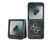 Originální kryt GUESS Leather 4G Metal Logo GUHCZF64GMGGR pro Samsung Galaxy Z Flip 6 , barva černá