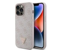 Originální kryt GUESS - hardcase Leather 4G Diamond Triangle GUHCP15XP4TDPP for Apple iPhone 15 Pro Max , barva růžová