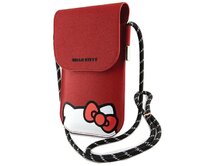 Kabelka na mobil HELLO KITTY Leather Hiding Kitty Cord HKOWBPSCKER , barva červená