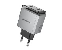 Borofone síťová nabíječka BN21 Lena - 2xUSB-C - PD 40W , barva šedá