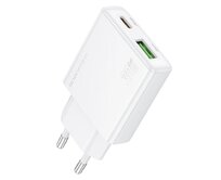 Borofone síťová nabíječka BN25 Wish (Ultra Thin) - USB + USB-C - PD QC 3.0 30W , barva bílá