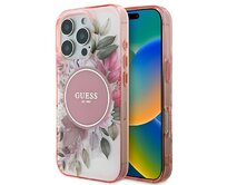 Originální kryt GUESS IML Flower & Tonal Circle Magsafe GUHMP16XHFWBDCEP for Apple iPhone 16 Pro Max , barva růžová