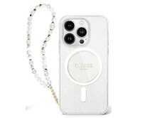 Originální kryt GUESS IML Glitter with Pearl Strap Magsafe GUHMP16XHGCRELST for Apple iPhone 16 Pro Max , barva čirá