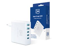 síťová nabíječka - Hyper Charger 140W, GaN 3x USB-C (PD) / 2x USB, bílá