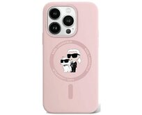 Originální kryt KARL LAGERFELD hardcase Silicone Karl & Choupette Ring MagSafe KLHMP15XSCMKCRHP for Apple iPhone 15 Pro Max , barva růžová