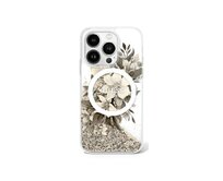 Originální kryt GUESS Liquid Glitter Flower Magsafe GUHMP16LLFMWTE for Apple iPhone 16 Pro beige