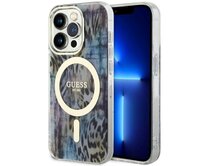 Kryt Guess GUHMP14XHLEOPWB Apple iPhone 14 Pro Max niebieski/blue hardcase Leopard MagSafe