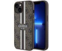 Kryt Guess GUHMP14MP4RPSW Apple iPhone 14 Plus / 15 Plus brown hardcase 4G Printed Stripes MagSafe