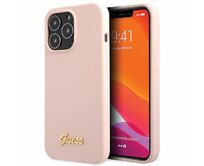 Kryt Guess GUHCP13XLSLMGLP Apple iPhone 13 Pro Max light pink hardcase Silicone Script Gold Logo