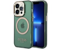 Kryt Guess GUHMP14XHTCMA Apple iPhone 14 Pro Max khaki hard case Gold Outline Translucent MagSafe