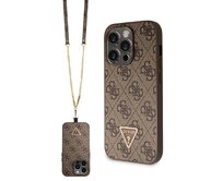 Kryt Guess GUHCP14LP4TDSCPW Apple iPhone 14 Pro hardcase Crossbody 4G Metal Logo brown