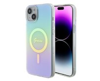 Kryt Guess GUHMP15MHITSQ Apple iPhone 15 Plus / 14 Plus hardcase IML Iridescent MagSafe turquoise