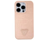 Kryt Guess GUHCP15SPCRTHCP Apple iPhone 15 hardcase Croco Triangle Metal Logo pink