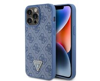 Kryt Guess GUHCP15XP4TDPB Apple iPhone 15 Pro Max hardcase Leather 4G Triangle Strass blue