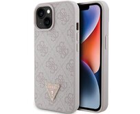 Kryt Guess GUHCP15SP4TDPP Apple iPhone 15 hardcase Leather 4G Triangle Strass pink