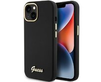 Kryt Guess GUHCP15SSMBSLK iPhone 15 czarny/black hardcase Silicone Script Metal Logo & Frame