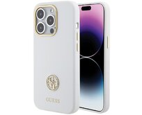 Kryt Guess GUHCP15XM4DGPH iPhone 15 Pro Max biały/white hardcase Silicone Logo Strass 4G