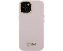 Kryt Guess GUHCP15LSMBSLP Apple iPhone 15 Pro hardcase Silicone Script Metal Logo & Frame pink