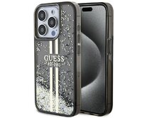 Kryt Guess GUHCP15LLFCSEGK Apple iPhone 15 Pro hardcase Liquid Glitter Gold Stripes black