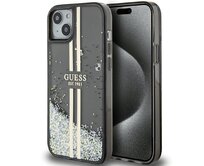 Kryt Guess GUHCP15MLFCSEGK Apple iPhone 15 Plus / 14 Plus hardcase Liquid Glitter Gold Stripes black